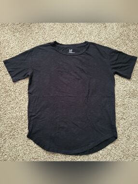 Gap Boyfriend T Shirt Black 100% Organic Cotton Crew Neck Curved Hem Slub Small
